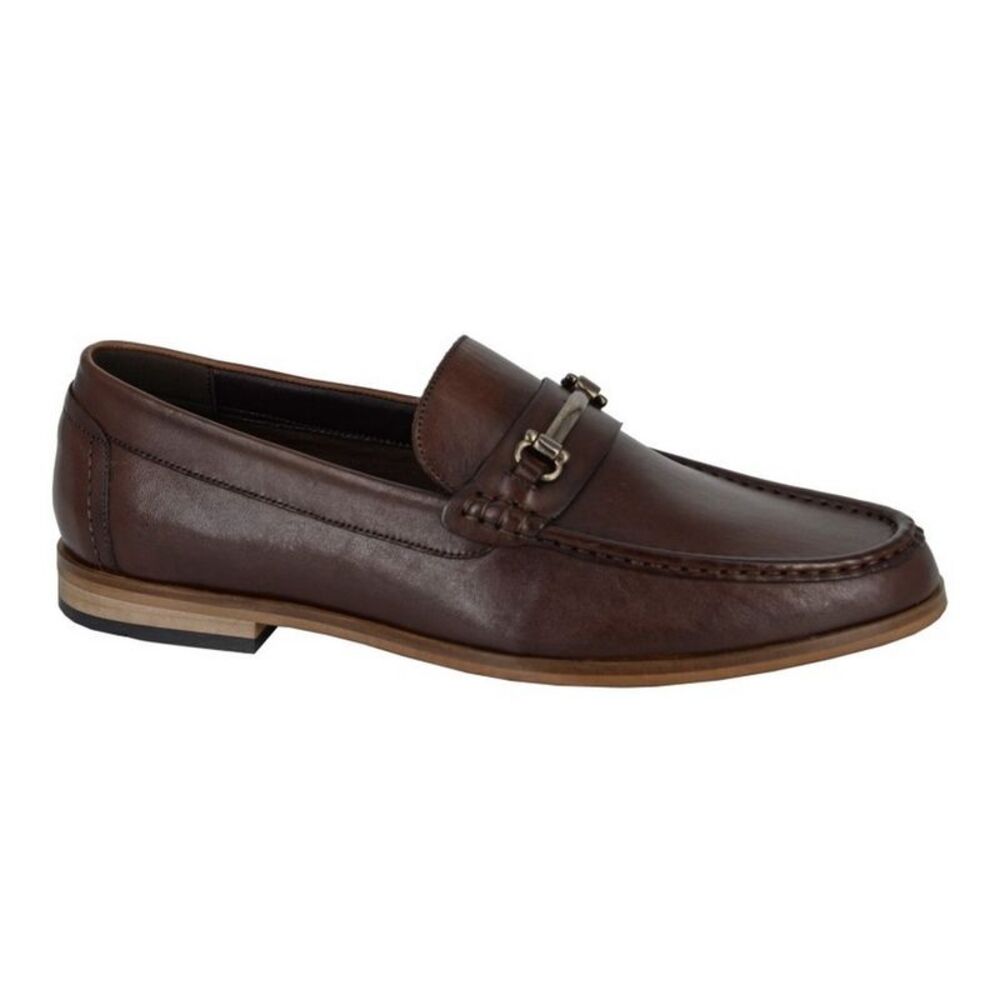 Roamers Mens Leather Loafers / Dark Brown